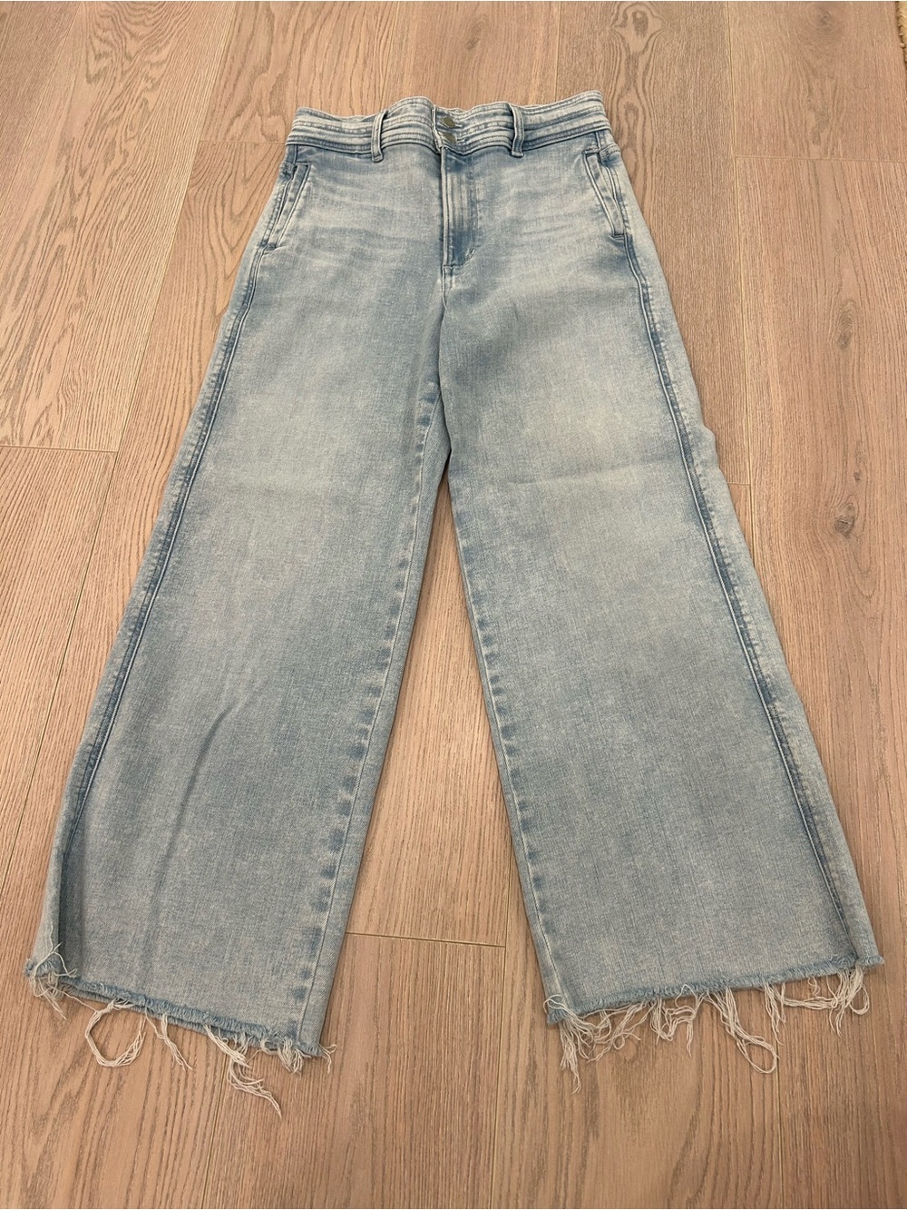 Joe's Jeans Light Blue Wide-Leg Frayed Hem Jeans